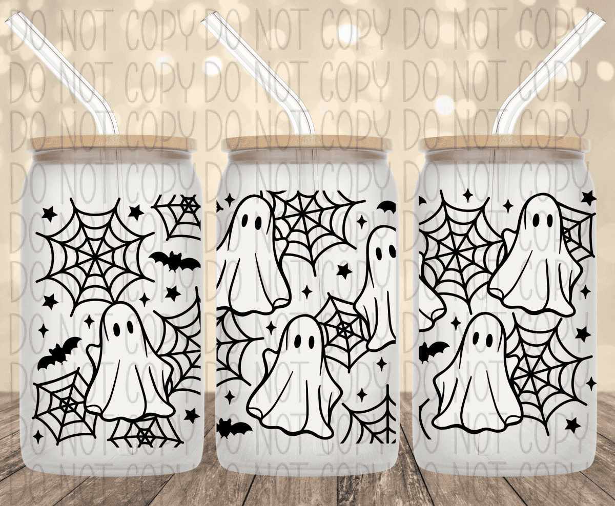 Ghost Spiders 16 Oz Glass Can