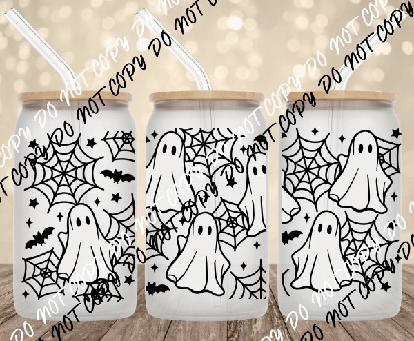 Ghost Spiderwebs UV Transfer for 16 oz Glass Can - We Print U Press DTF Transfers