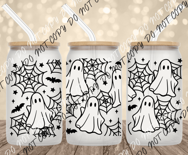 Ghost Spiderwebs UV Transfer for 16 oz Glass Can - We Print U Press DTF Transfers