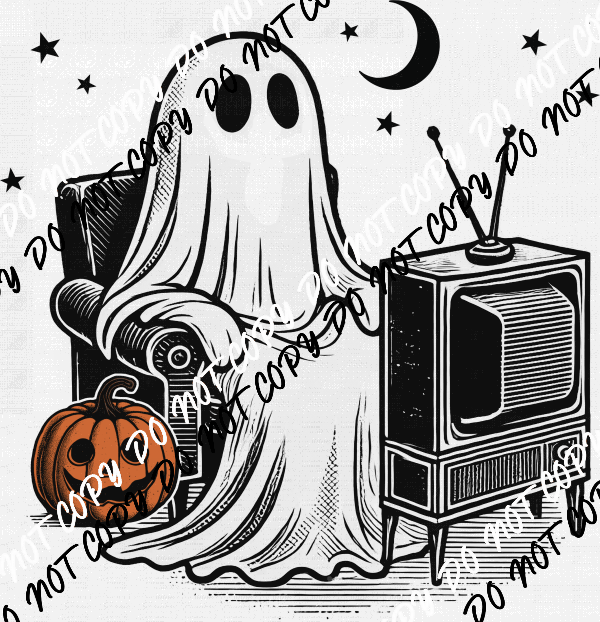 Ghost Watching TV DTF Transfer - We Print U Press DTF Transfers