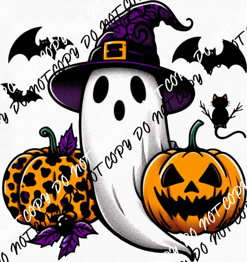 Ghost Witch with Pumpkins DTF Transfer - We Print U Press DTF Transfers