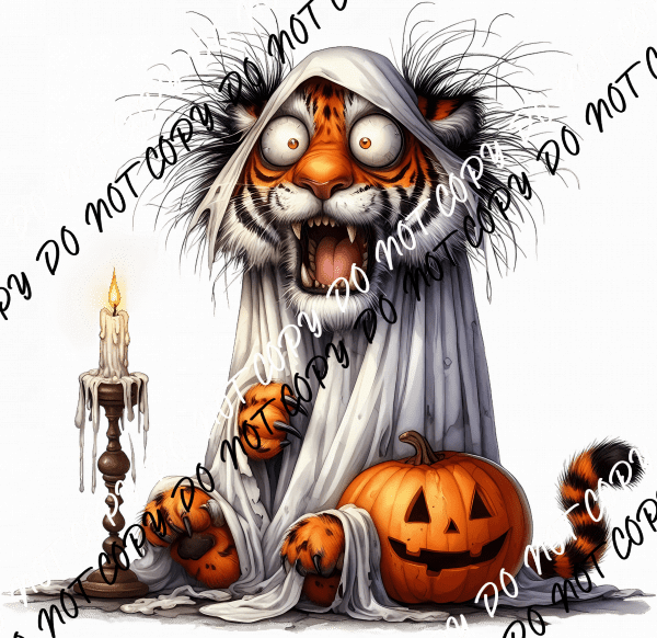 Ghostly Tiger Scream DTF Transfer - We Print U Press DTF Transfers