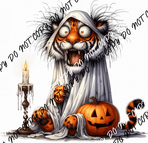 Ghostly Tiger Scream DTF Transfer - We Print U Press DTF Transfers