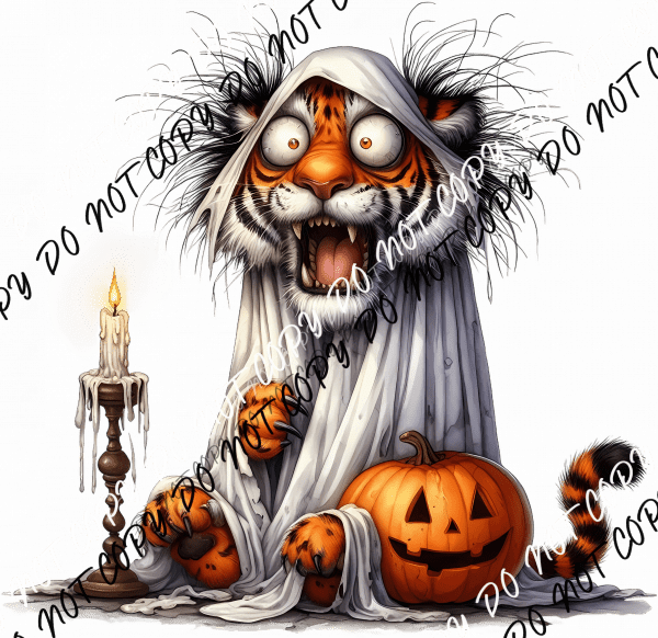 Ghostly Tiger Scream DTF Transfer - We Print U Press DTF Transfers