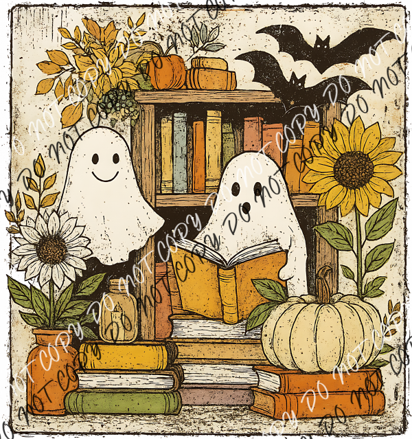 Ghosts and Bookshelf DTF Transfer RTP DTF Transfers