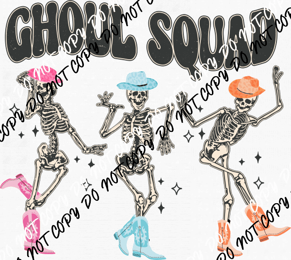 Ghoul Squad 3 Skeletons Dancing DTF Transfer - We Print U Press DTF Transfers