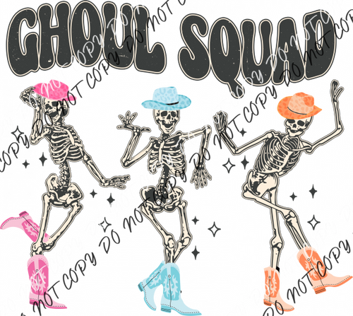 Ghoul Squad 3 Skeletons Dancing Dtf Transfer