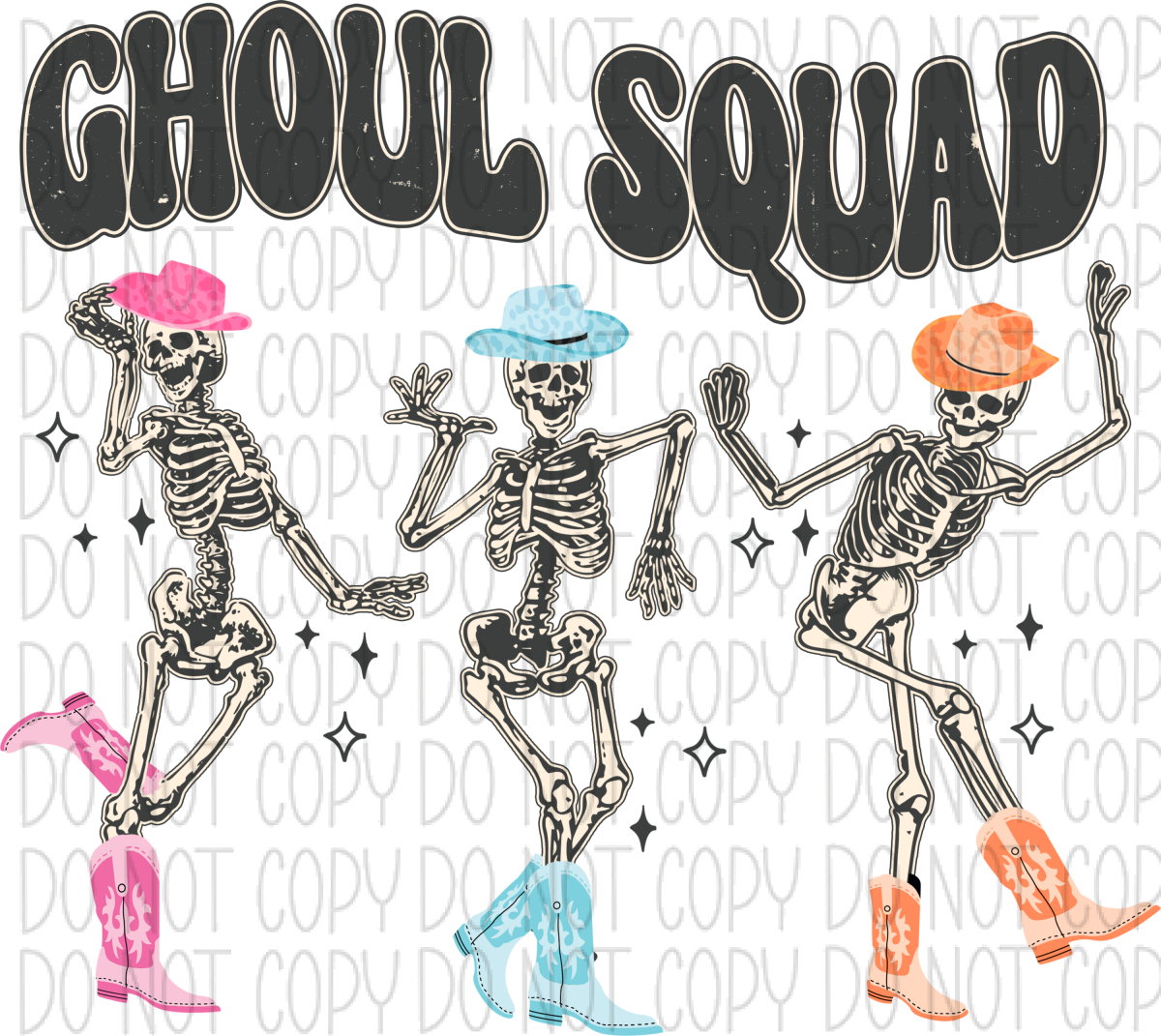 Ghoul Squad 3 Skeletons Dancing Dtf Transfer