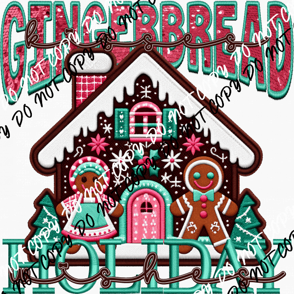 Gingerbread Kisses Holiday DTF Transfer - We Print U Press DTF Transfers