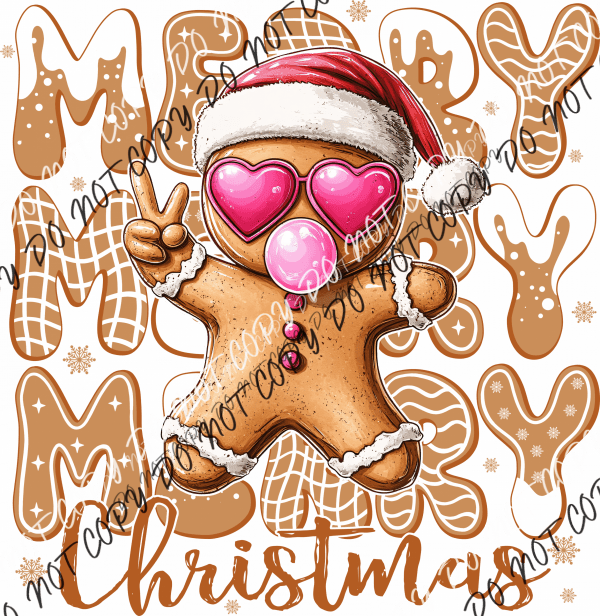 Gingerbread Merry Christmas DTF Transfer - We Print U Press DTF Transfers