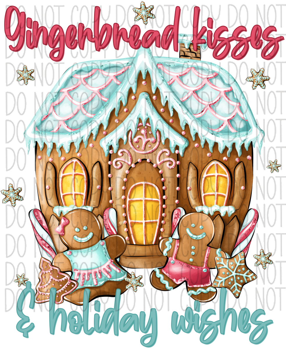 Gingerbread Wishes And Holiday Kisses Dtf Transfer