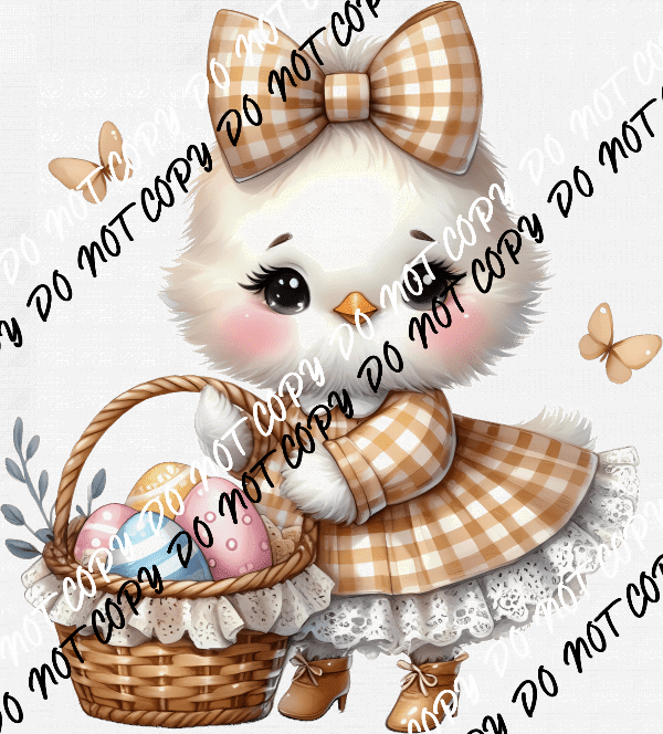 Gingham Easter Chick DTF Transfer - We Print U Press DTF Transfers