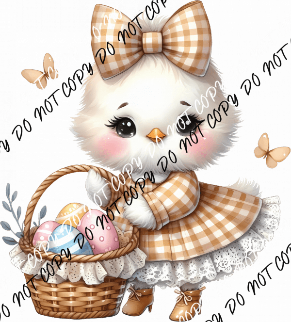 Gingham Easter Chick DTF Transfer - We Print U Press DTF Transfers