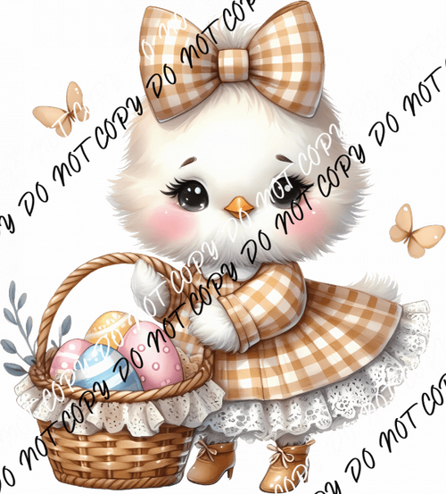 Gingham Easter Chick DTF Transfer - We Print U Press DTF Transfers