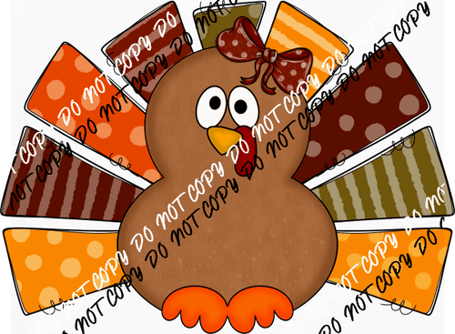 Girl Turkey with Bow DTF Transfer - We Print U Press DTF Transfers