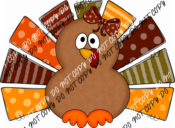 Girl Turkey with Bow DTF Transfer - We Print U Press DTF Transfers