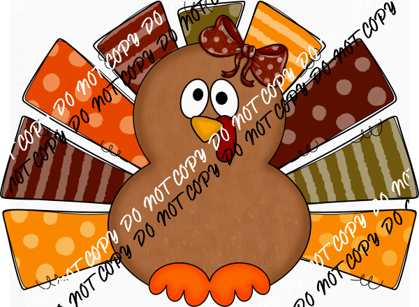 Girl Turkey with Bow DTF Transfer - We Print U Press DTF Transfers