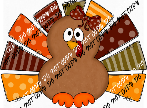 Girl Turkey with Bow DTF Transfer - We Print U Press DTF Transfers