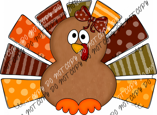 Girl Turkey With Bow Dtf Transfer Rtp Transfers