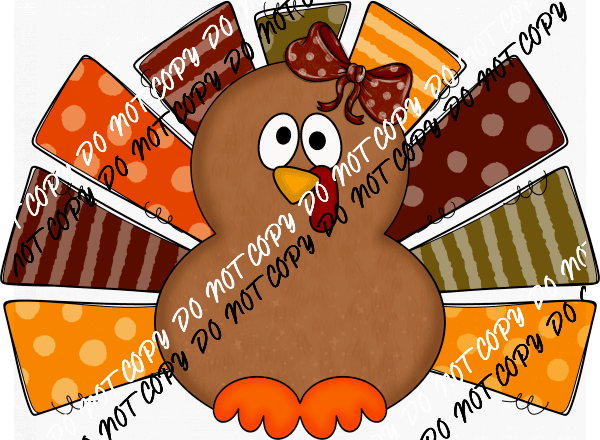 Girl Turkey with Bow DTF Transfer - We Print U Press DTF Transfers