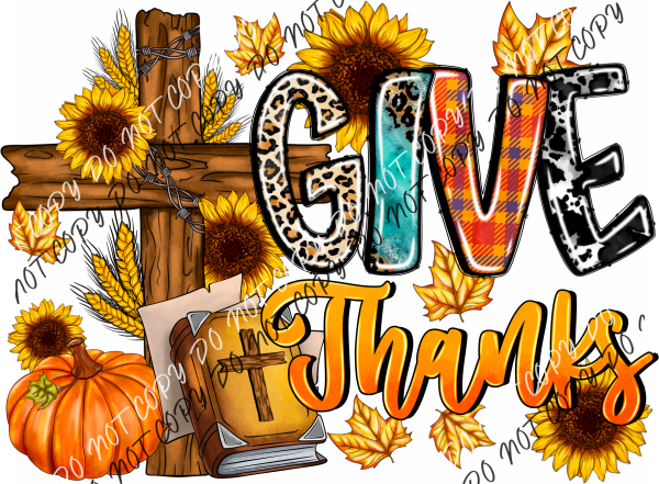 Give Thanks Cross With Bible Dtf Transfer Rtp Transfers