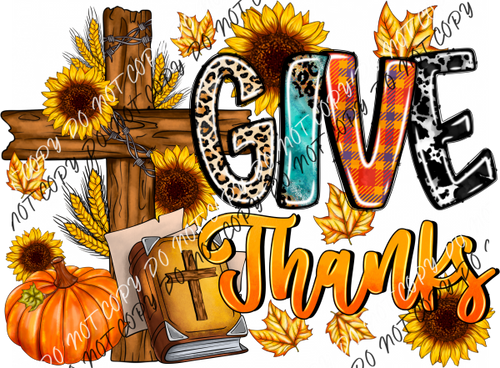 Give Thanks Cross With Bible Dtf Transfer Rtp Transfers