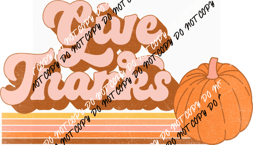 Give Thanks Vintage Retro Stripe DTF Transfer - We Print U Press DTF Transfers