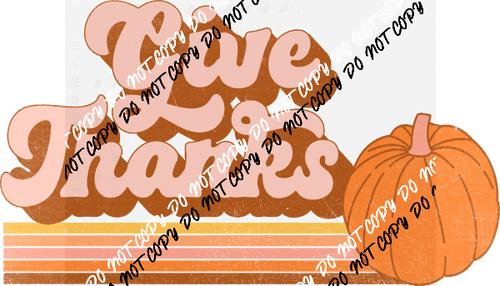 Give Thanks Vintage Retro Stripe DTF Transfer - We Print U Press DTF Transfers