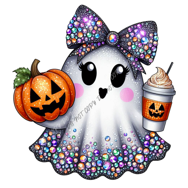 Glam Ghost with Pumpkin DTF Transfer RTP DTF Transfers