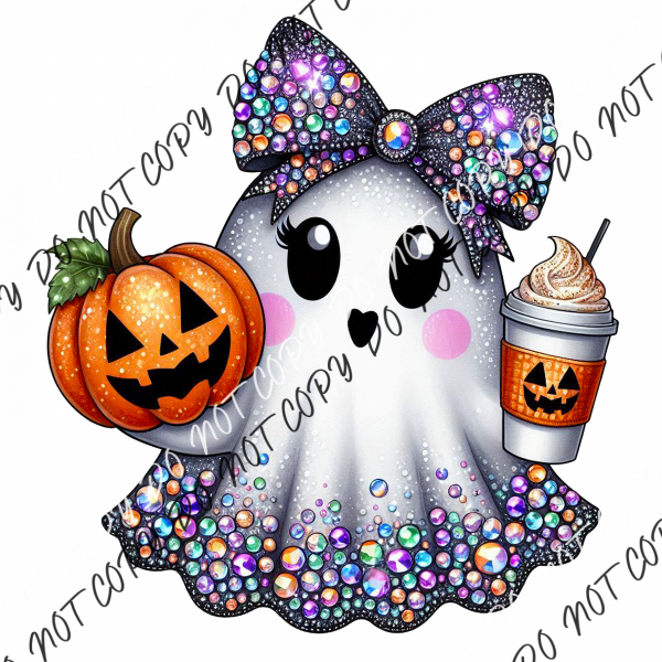 Glam Ghost with Pumpkin DTF Transfer RTP DTF Transfers