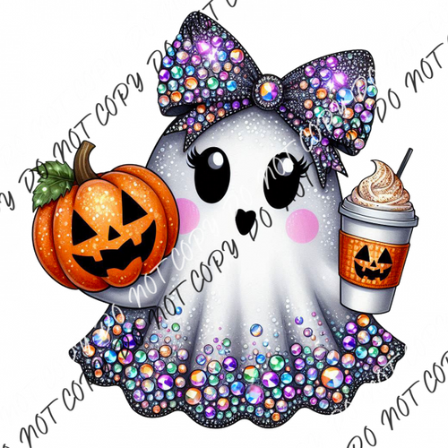 Glam Ghost with Pumpkin DTF Transfer RTP DTF Transfers