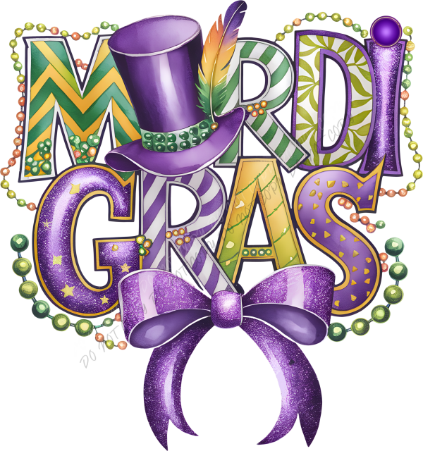 Glitter Mardi Gras DTF Transfer RTP DTF Transfers