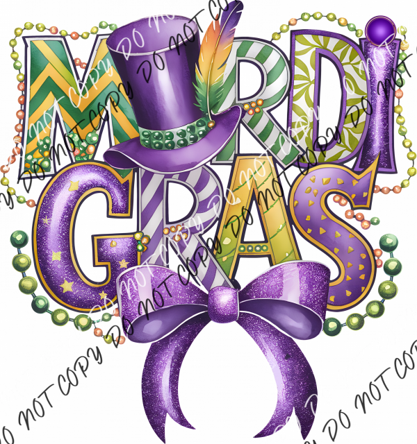 Glitter Mardi Gras DTF Transfer RTP DTF Transfers