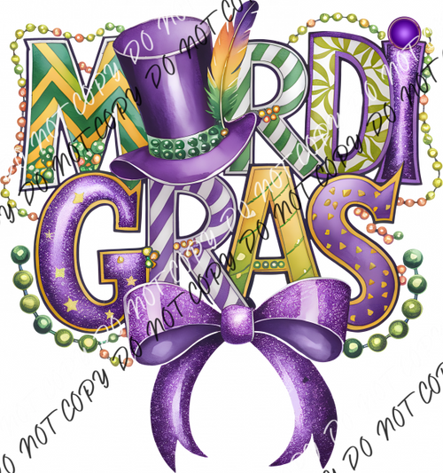 Glitter Mardi Gras DTF Transfer RTP DTF Transfers