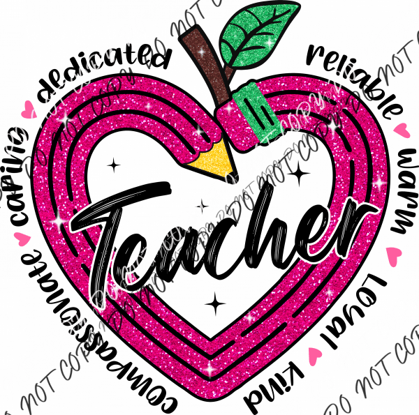 Glitter Pencil Heart DTF Transfer - We Print U Press DTF Transfers
