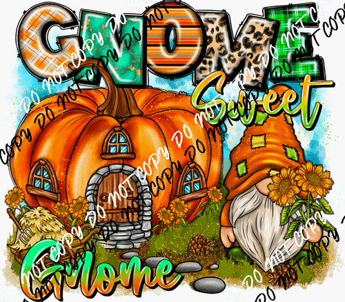 Gnome Sweet Gnome Pumpkin Scene DTF Transfer - We Print U Press DTF Transfers