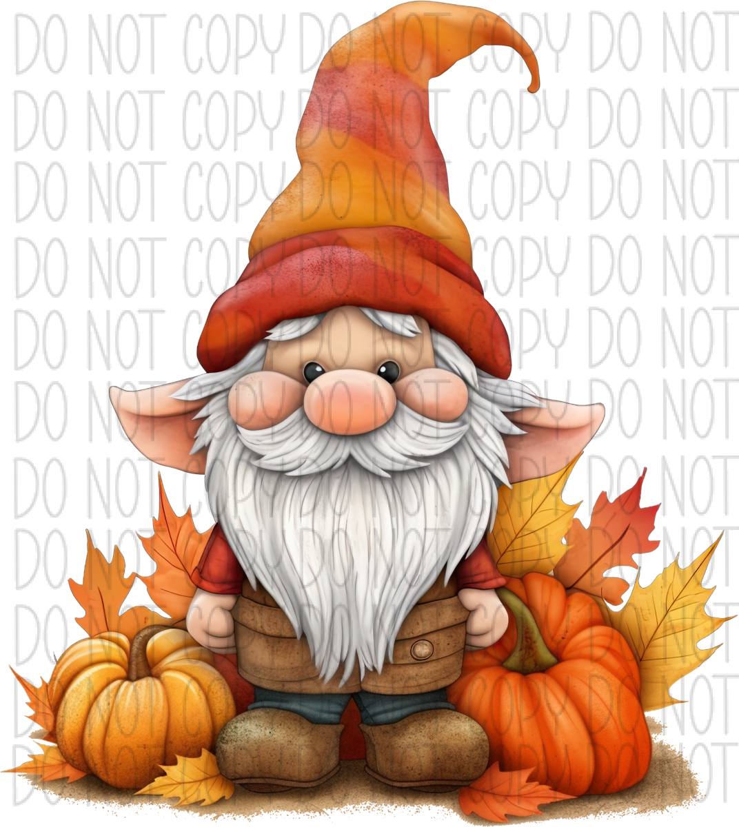 Gnome With Pumpkins Watercolor Dtf Transfer Transfers