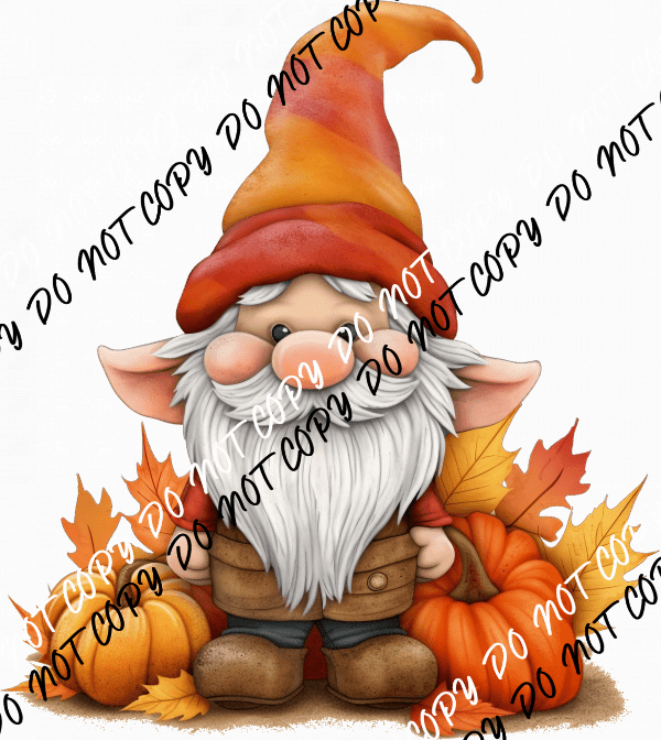 Gnome with Pumpkins Watercolor DTF Transfer - We Print U Press DTF Transfers