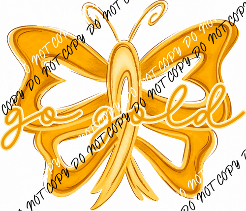 Go Gold Awareness Ribbon Butterfly DTF Transfer - We Print U Press DTF Transfers