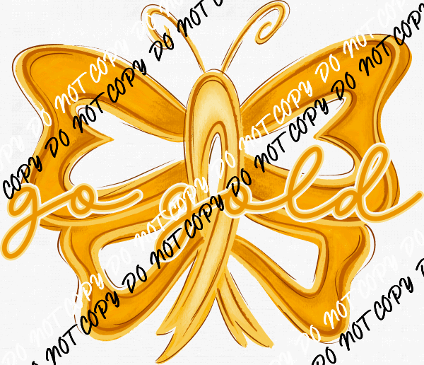 Go Gold Awareness Ribbon Butterfly DTF Transfer - We Print U Press DTF Transfers