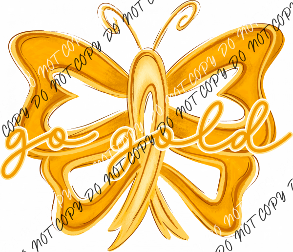 Go Gold Awareness Ribbon Butterfly Dtf Transfer Rtp Transfers