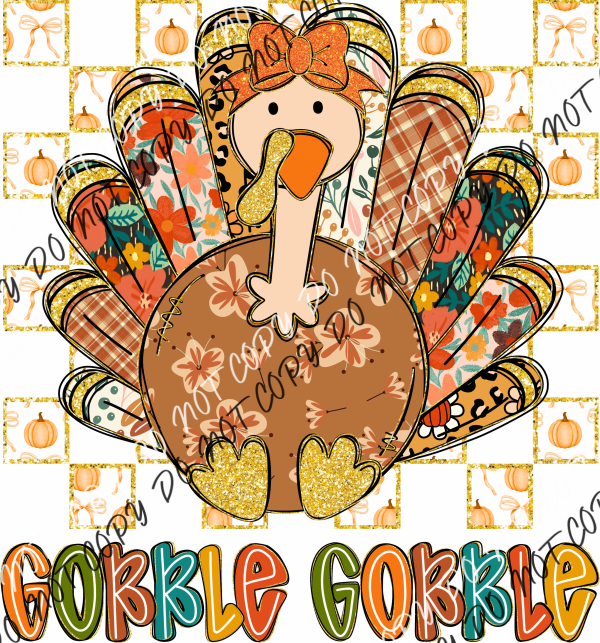 Gobble Gobble Turkey Faux Gold DTF Transfer RTP DTF Transfers
