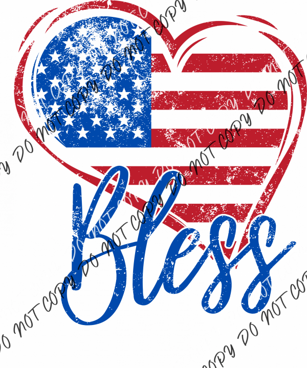 God Bless America Patriotic Heart Dtf Transfer Rtp Transfers