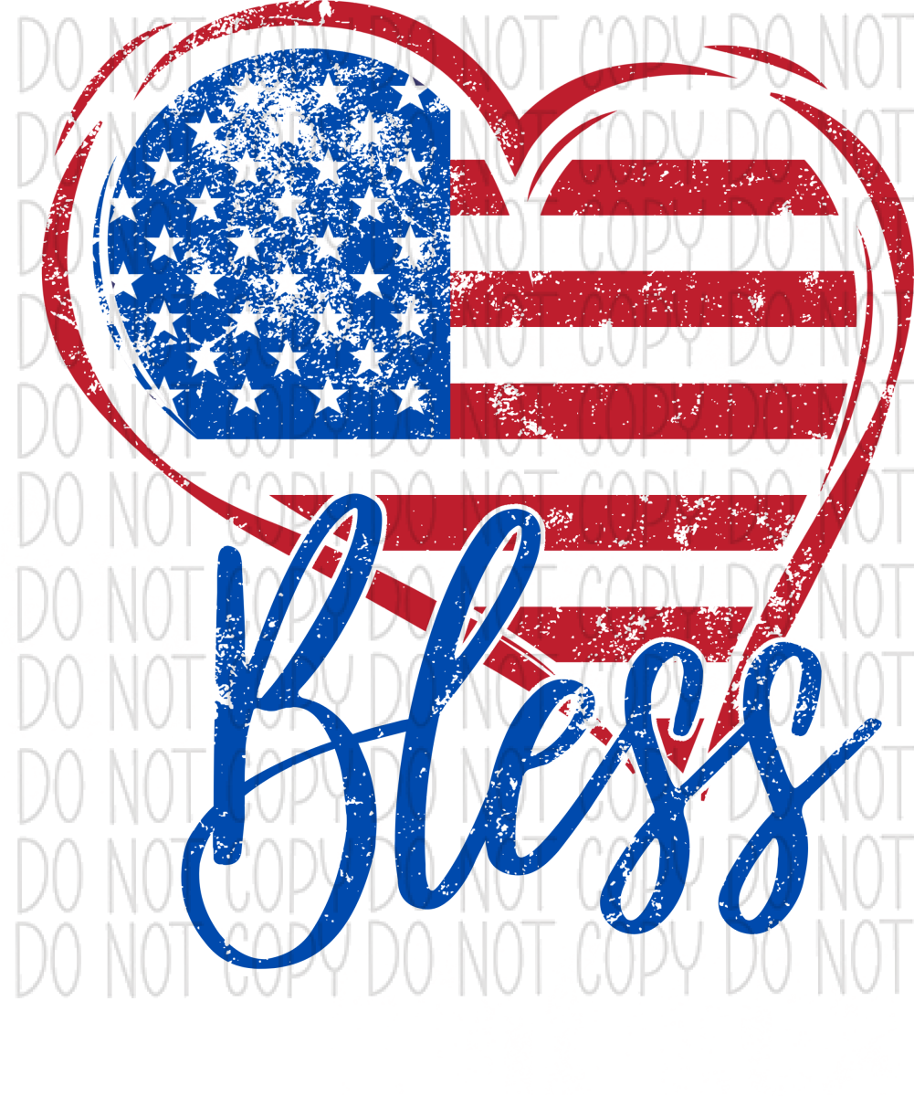 God Bless America Patriotic Heart Dtf Transfer Rtp Transfers