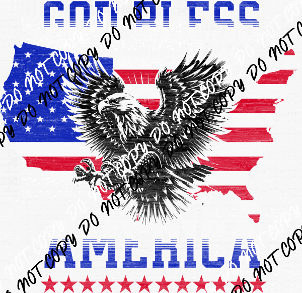 God Bless America US Flag with Eagle DTF Transfer - We Print U Press DTF Transfers