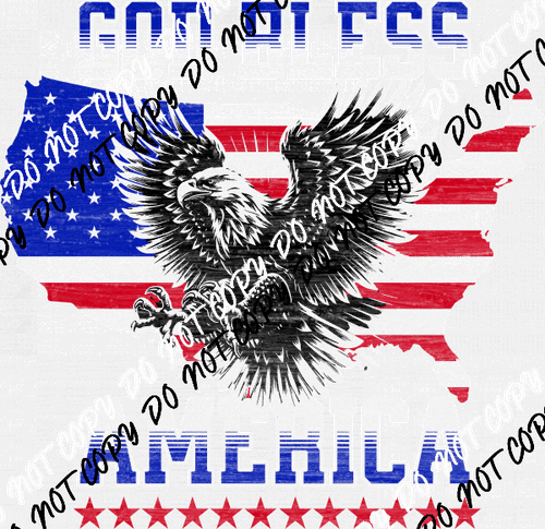 God Bless America US Flag with Eagle DTF Transfer - We Print U Press DTF Transfers