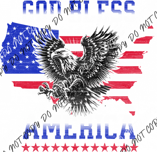 God Bless America Us Flag With Eagle Dtf Transfer Rtp Transfers