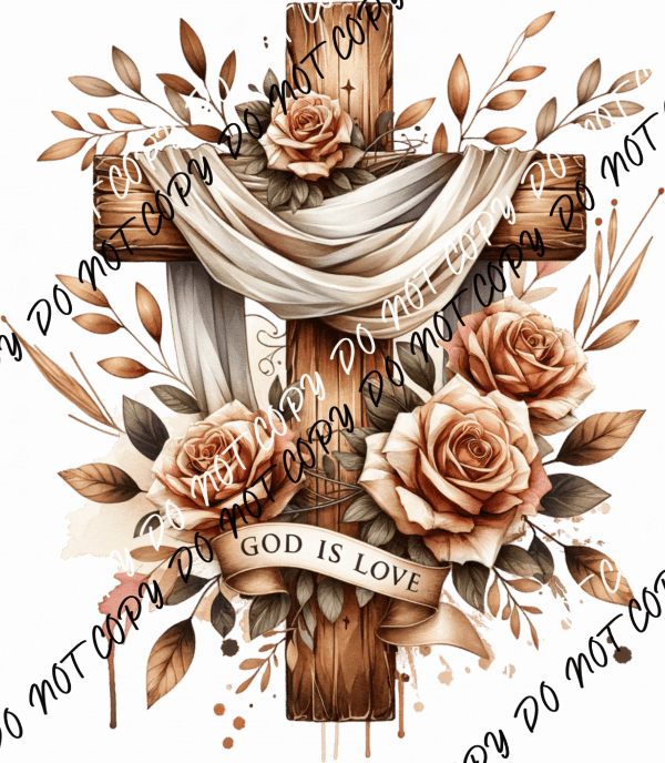 God Is Love Cross DTF Transfer - We Print U Press DTF Transfers