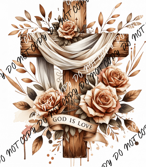 God Is Love Cross DTF Transfer - We Print U Press DTF Transfers