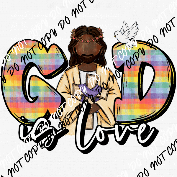 God is Love with Cross and Dove DTF Transfer (See Skin Tone Color Options) - We Print U Press DTF Transfers